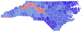 1980 North Carolina gubernatorial election results map by county
