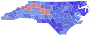 1980 North Carolina gubernatorial election results map by county