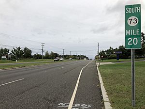 2018-09-24 18 04 56 View south along New Jersey State Route 73 just south of Bowman Drive in Voorhees Township, Camden County, New Jersey