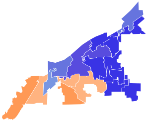 2021 Cleveland mayoral election results map by city council ward