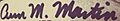 Ann M. Martin signature