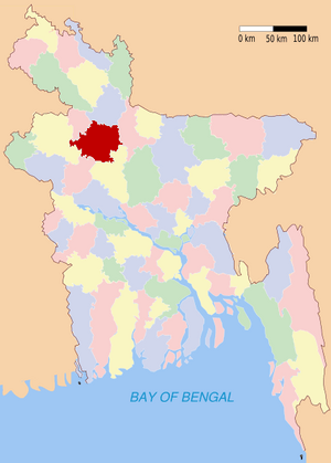 Location of Bogra in Bangladesh