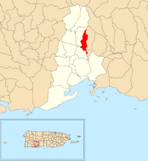 Location of Barrero within the municipality of Guayanilla shown in red