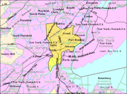 Census Bureau map of Woodbridge Township, New Jersey