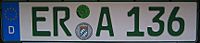 Deutsches Kfz-Kennzeichen für steuerbefreite Fahrzeuge (grüne Schrift)