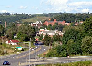 Downtown Mansfield looking east from I-99/US-15