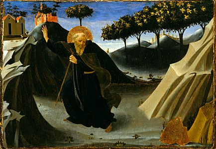 Fra Angelico - Saint Anthony Abbot Shunning the Mass of Gold (MFAH)