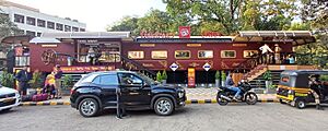 Haldiram's outlet at the exit from platform no. 6 of Pune Junction railway station