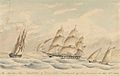 Her Majesty's Ships Amphitrite and Trincomalee Beating out of San Francisco on Sepr 23rd 1854 RMG PY0799