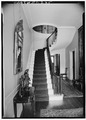 Historic American Buildings Survey, Laurence E. Tilley, Photographer May, 1958 MAIN STAIRWAY AT THE FIRST FLOOR. - Thomas P. Ives House, 66 Power Street, Providence, Providence HABS RI,4-PROV,12-5