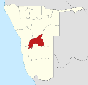 Location of the Khomas Region in Namibia