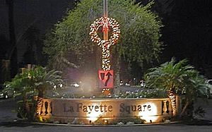 Lafayette Square sign during Christmas