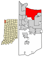 Location of Gary in Lake County, Indiana