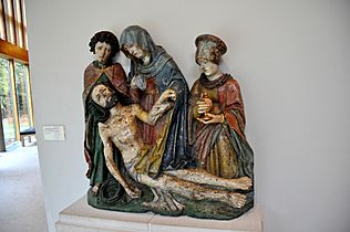 Lamentation over the crucified Christ. Painted limewood. From Germany, Augsberg, c. 1510-1520 CE. The Burrell Collection, Glasgow, UK