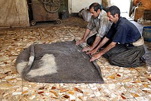 Making a felt robe for Bakhtiari shepherds