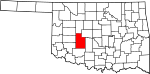 State map highlighting Caddo County