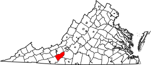 Map of Virginia highlighting Floyd County