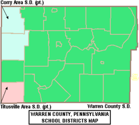 Map of Warren County Pennsylvania School Districts