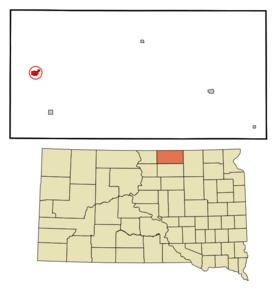 Location in McPherson County and the state of South Dakota