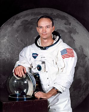 Portrait of Collins in spacesuit