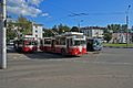 Novgorod - Trolleys and a bus at main station