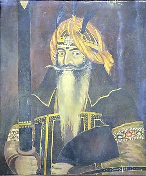 Oil painting of Hari Singh Nalwa displayed in the Lahore Museum