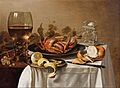 Pieter CLAESZ. - A still life with a roemer, a crab and a peeled lemon - Google Art Project