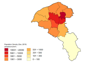 Population density map of Taoyuan City (Dec 2019)