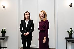 Prime Minister Sanna Marin meets the Estonian Prime Minister Kaja Kallas in Helsinki 4.10.2021 (51550103499)