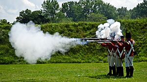 Redcoats Fire A Musket Volley