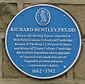 Richard Bentley blue plaque Bentley Square Oulton
