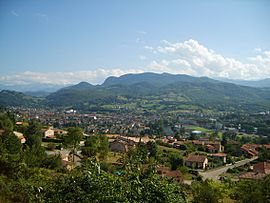View of Saint-Girons and the Sourroque mountain