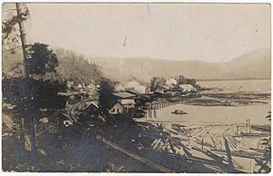 Sawmill at Monohan on Lake Sammamish, ca 1910 (MOHAI 5548)