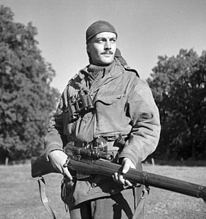 Sergeant H.A. Marshall of the Sniper Section, The Calgary Highlanders