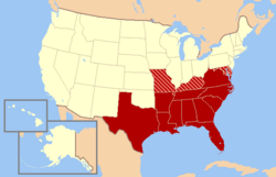 Southern United States Civil War map