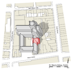 St Marys Abbey Dublin - axonometric model on urban quarter.svg