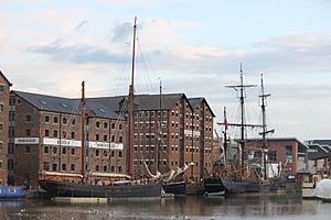 Tall ships in Gloucester Docks for the filming of Alice in Wonderland Through the Looking Glass
