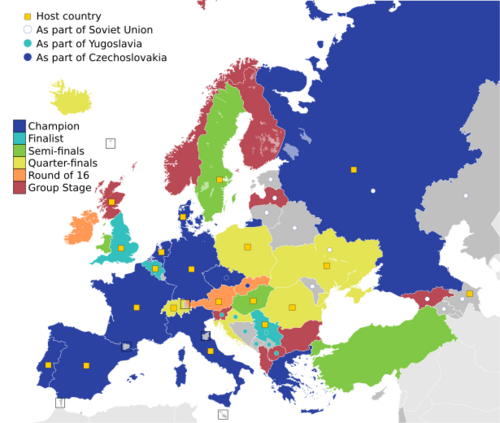 UEFA European Championship best results by country