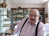 Umberto Eco in his house