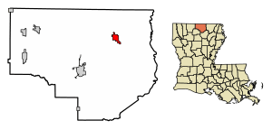 Location of Marion in Union Parish, Louisiana.
