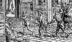 Vagrant being punished in the streets (Tudor England)