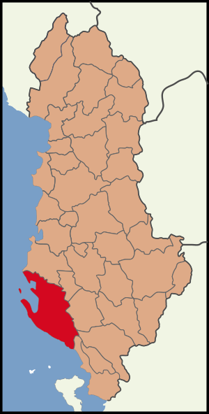 Map showing Vlorë District within Albania