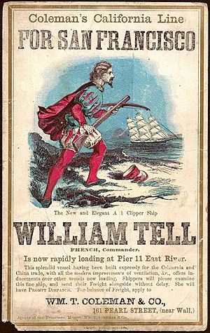 WILLIAM TELL Clipper ship sailing card