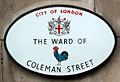 Ward Coleman Street plaque London