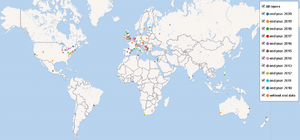 Wikimedian in Residence map 2019