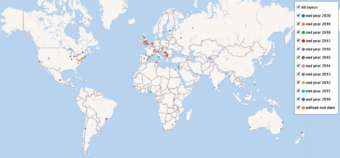 Wikimedian in Residence map 2019