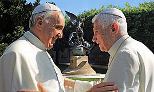 5 luglio 2013 - incontro tra Papa Francesco e Papa Benedetto XVI - inaugurazione statua San Michele Arcangelo -