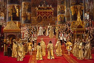 Alexander III and Maria Fedorovna's coronation by G.Becker (1888, Hermitage)