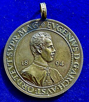 Archduke Eugen of Austria 1894 Grand Master of the Teutonic Order Inauguration Medal by Scharff, obverse