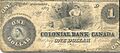 Banknote of the Colonial Bank of Canada